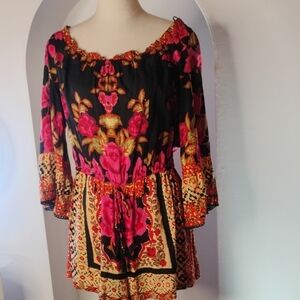 Angie Graphic Black and Pink Relaxed Romper